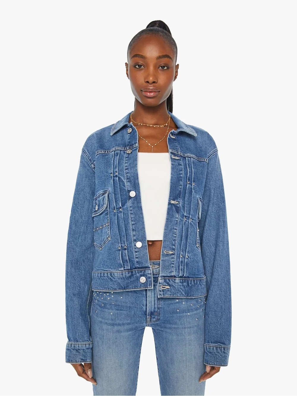 Mother Denim Mother Superior The Duo Denim Jacket In Metal Magic Size Medium
